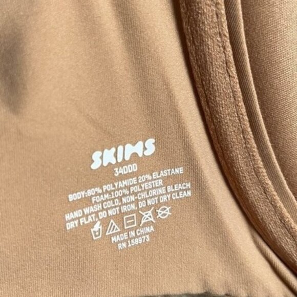 Skims 34DDD Fits everybody t-shirt Bra Foam Padded Underwire Ochre Beige NWT - Picture 2 of 7